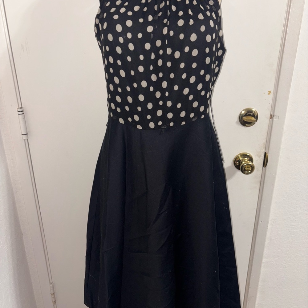 Taylor sleeveless black and white polka dot dress Size 8 NWT